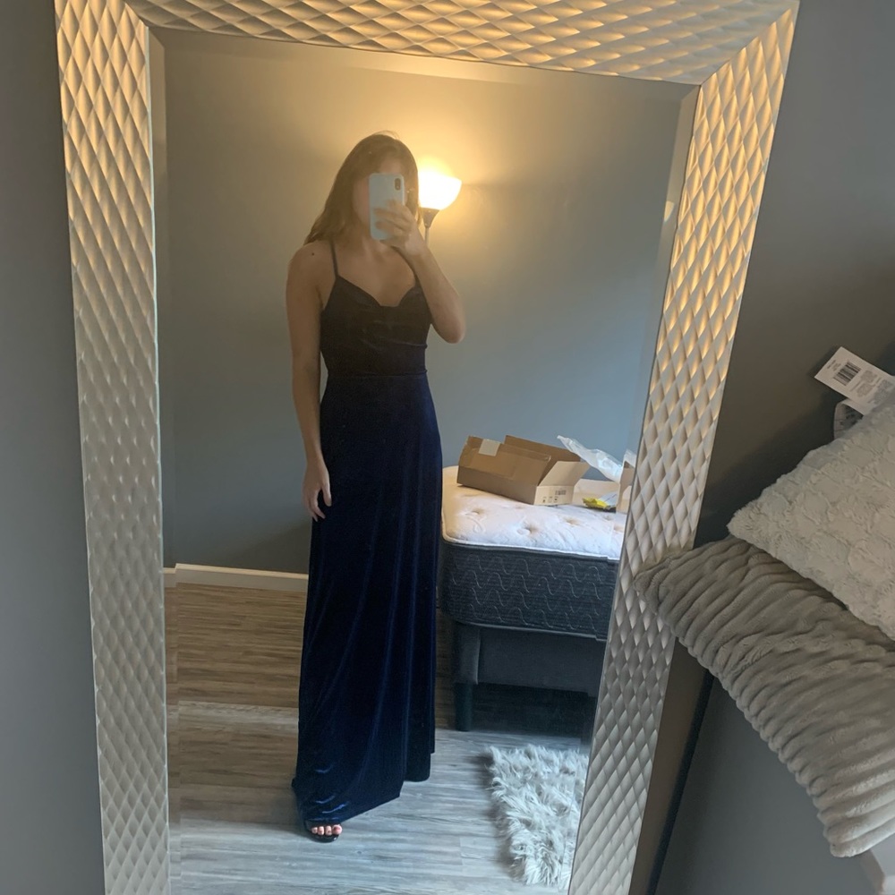 Navy Velvet Bridesmaid Dress